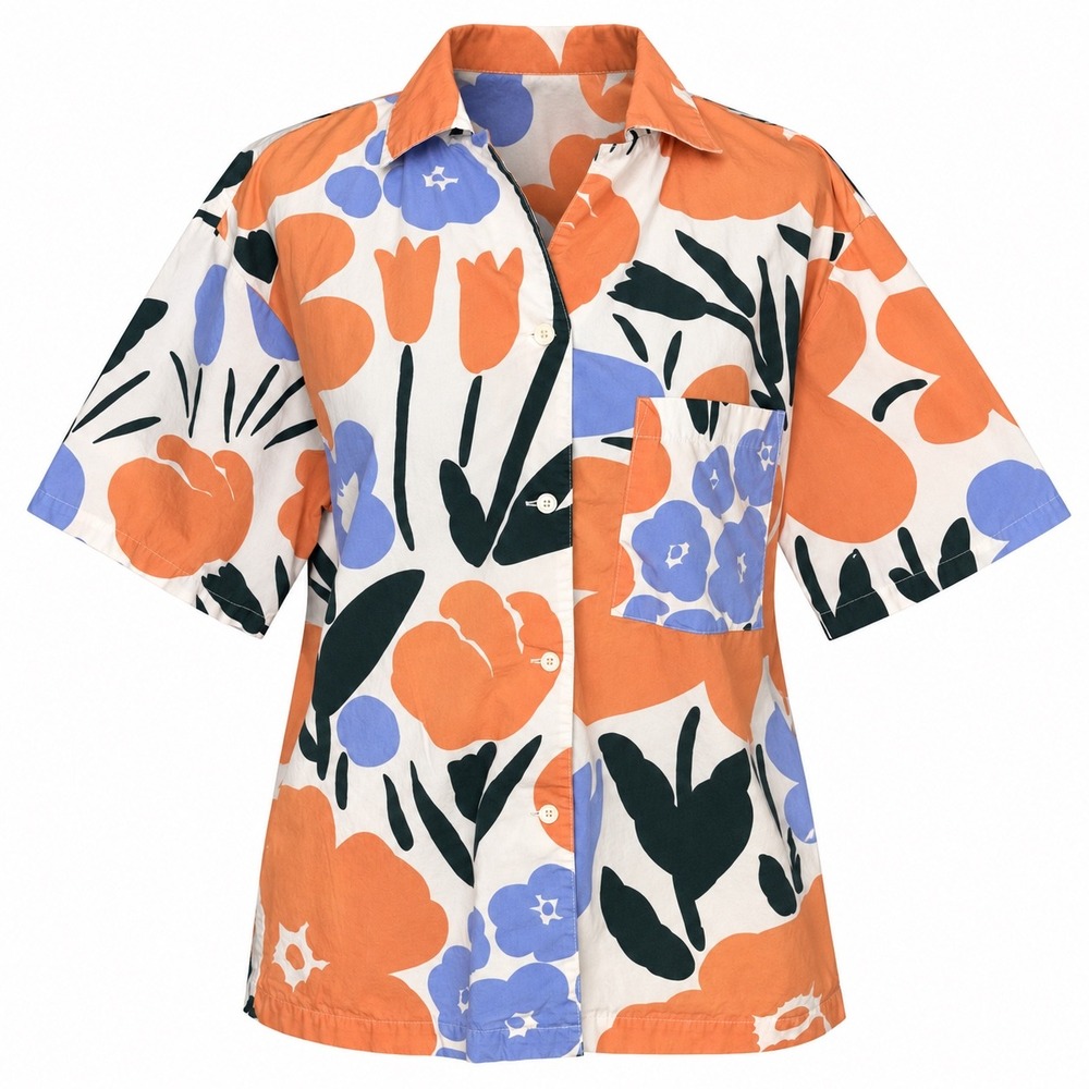 Marimekko x Uniqlo Shirt L Talkoot Camp Scandi Floral Boxy dopamine Button Down